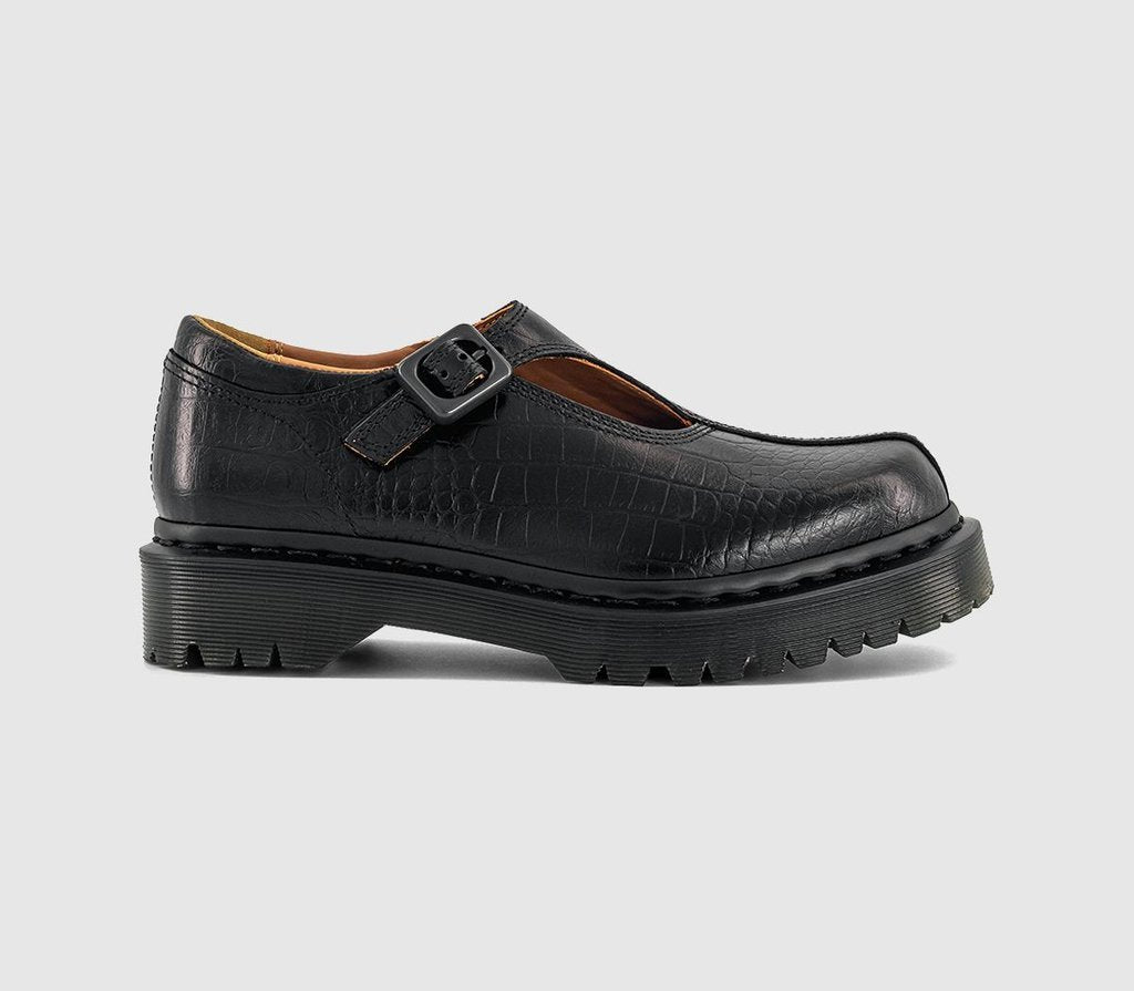 Womens Dr. Martens Rejena Mary Janes Black Analine Croc