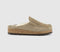 Mens BIRKENSTOCK Naples Shearling Clogs Taupe Suede
