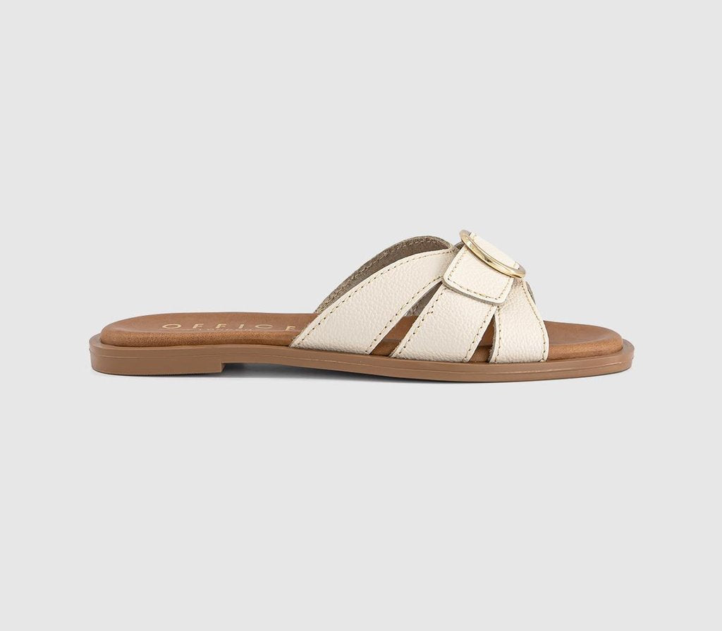 Womens OFFICE Sl Salerno  Trim Detail Slider Off White Leather