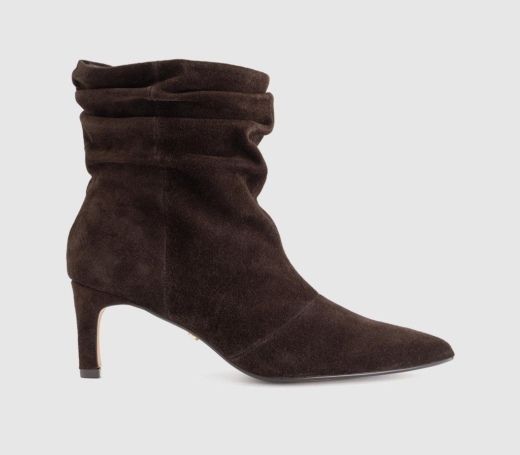 Womens OFFICE Amore Ruched Leg Ankle Boots Brown Suede