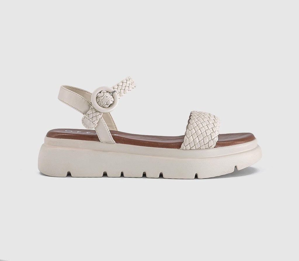 Womens OFFICE Salute Woven Double Strap Platform Sandals Off White