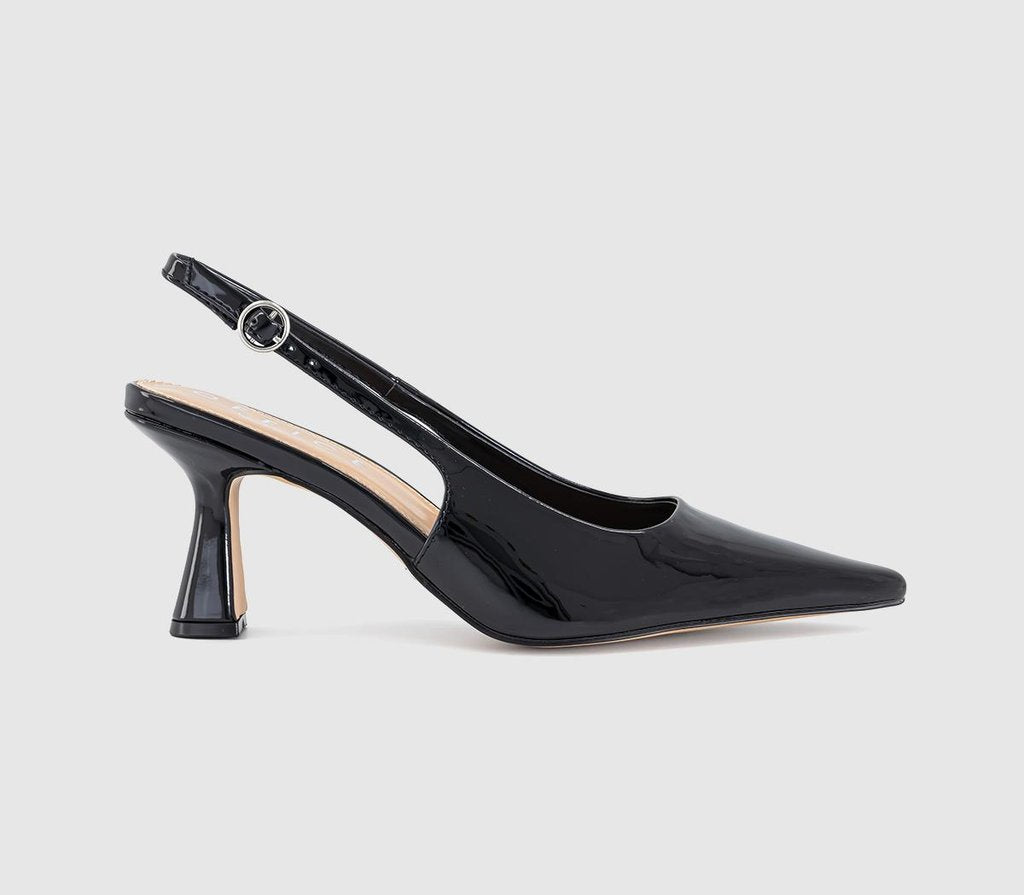 Womens OFFICE Hettie Slingback Court Heels Black Patent