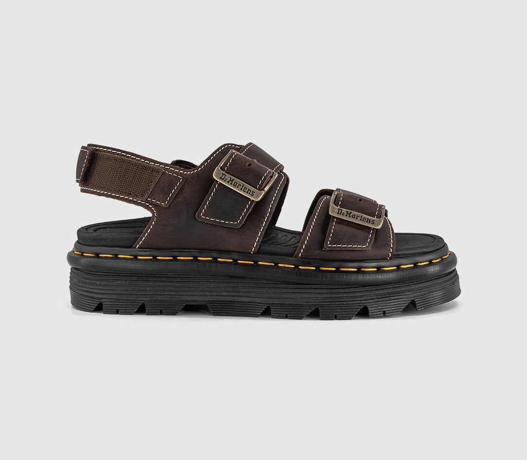 Womens Dr. Martens Zebzag Sandals Dark Brown Crazy Horse