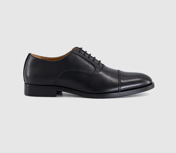 Mens OFFICE Moorfield Toe Cap Oxford Shoe Black Leather