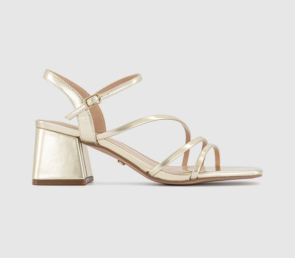 Womens OFFICE Mimi  Strappy Block Heel Sandals Gold