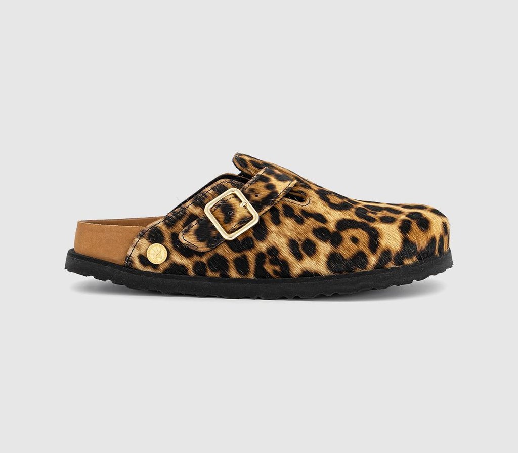 Womens 1774 BIRKENSTOCK Boston Pony Hair Clogs Leopard