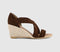 Womens OFFICE Maiden Cross Strap Espadrille Wedge Heeled Sandals Brown Suede