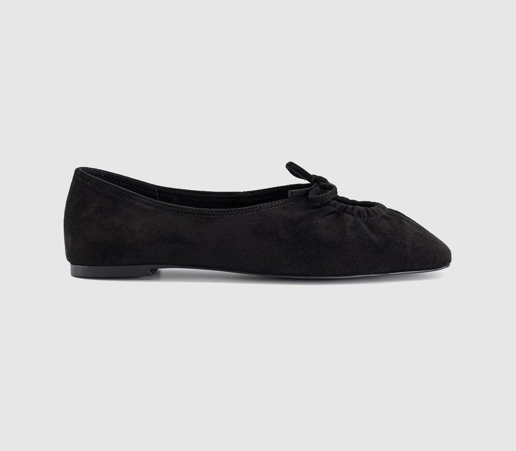 Womens OFFICE Frenzie Key Hole Ballet Pumps Black Faux Suede