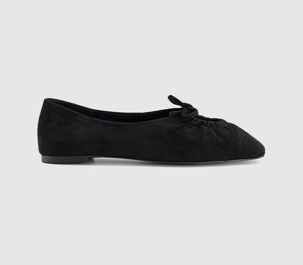 Womens OFFICE Frenzie Key Hole Ballet Pumps Black Faux Suede