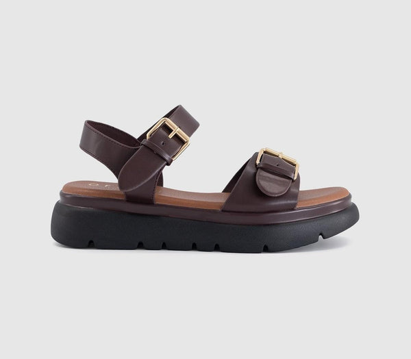 Womens OFFICE Sage Buckle Detail Platform Sandals Brown