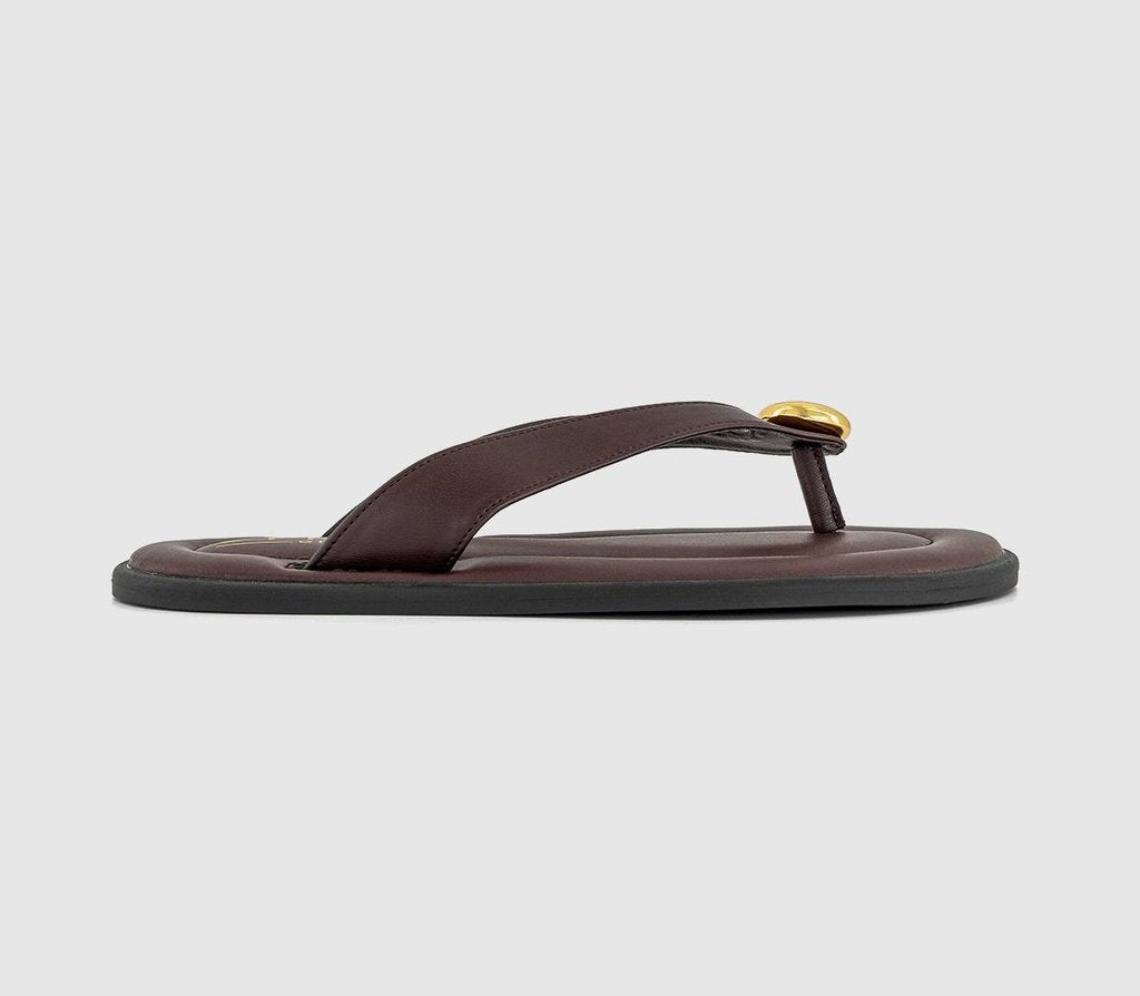 Womens OFFICE Sardinia Hardware Toe Post Sandals Brown