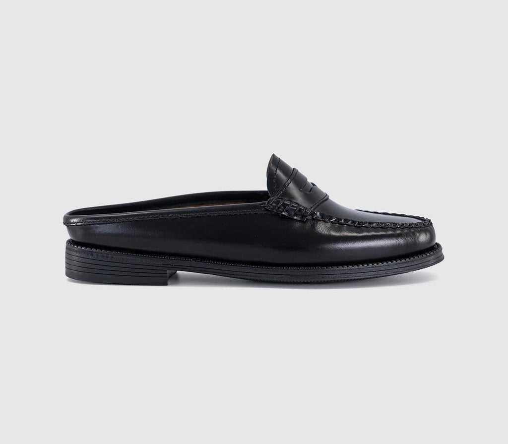 Womens G.H Bass & Co Weejun Penny Slide Loafers Black Leather