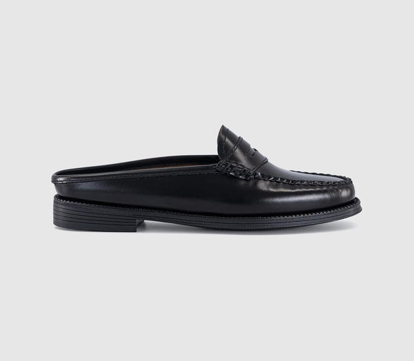 Womens G.H Bass & Co Weejun Penny Slide Loafers Black Leather