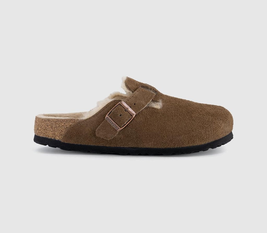 Womens BIRKENSTOCK Boston Shearling Clogs Dark Tea