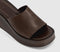 Womens OFFICE Malibu Platform Wedge Mules Brown Leather
