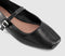 Womens OFFICE Sl Flourish  Square Toe Mary Jane Ballerina Black