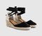 Womens OFFICE Melissa Ankle Tie Espadrille Wedges Black