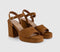 Womens OFFICE Harlow Platform Block Heel Sandals Tan Faux Suede