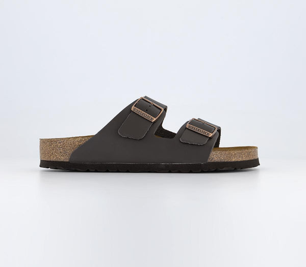 Mens Birkenstock Arizona Two Strap Dark Brown Leather