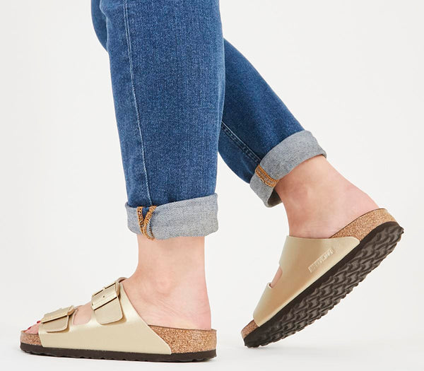 Womens Birkenstock Arizona Two Strap Gold - OFFCUTS SHOES by OFFICE