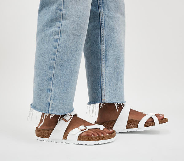 Womens Birkenstock Mayari Cross Strap Sandals White Birko Flor