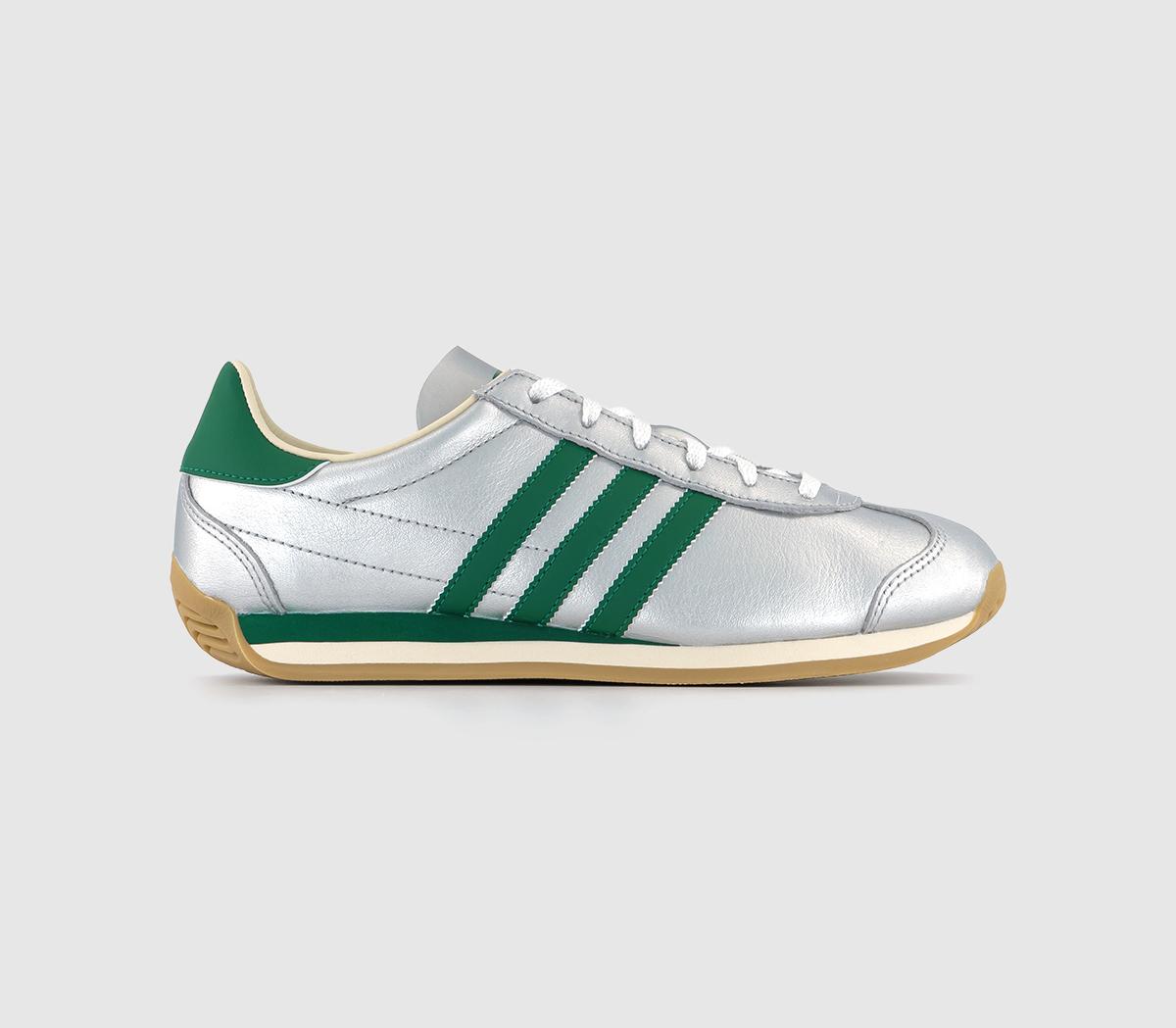 adidas Country Og Silver Metallic Collegiate Green Cream White Trainers
