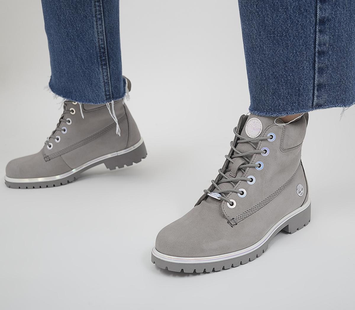 Womens Timberland Slim Premium 6 Inch Boot Grey Irridescent Uk Size 5