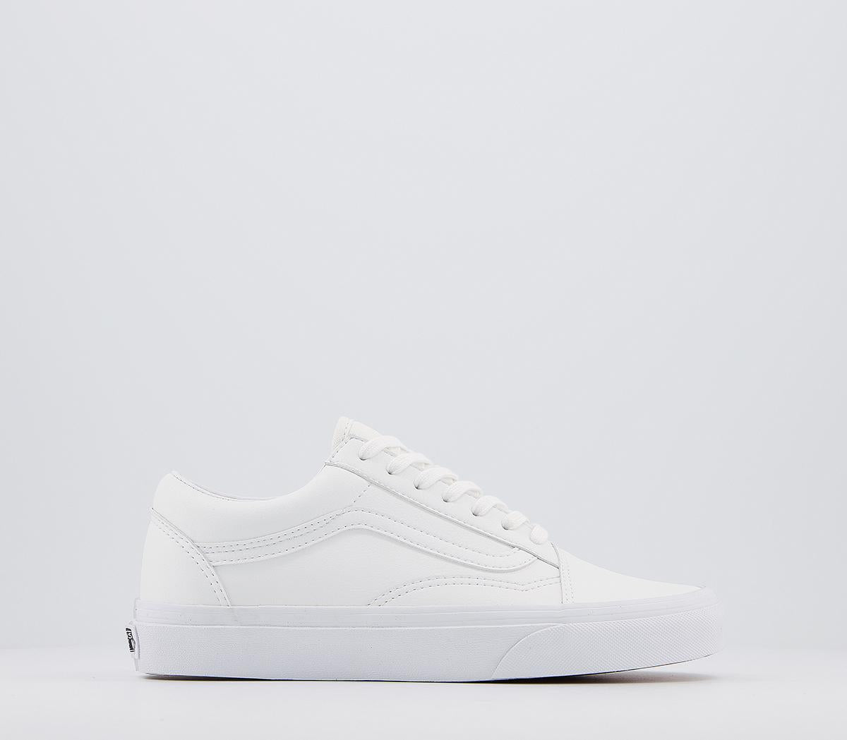 Mens Vans Old Skool White White Leather