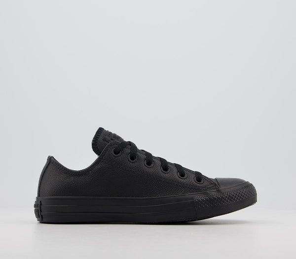 Mens Converse Allstar Low Leather Black Mono Leather Trainers