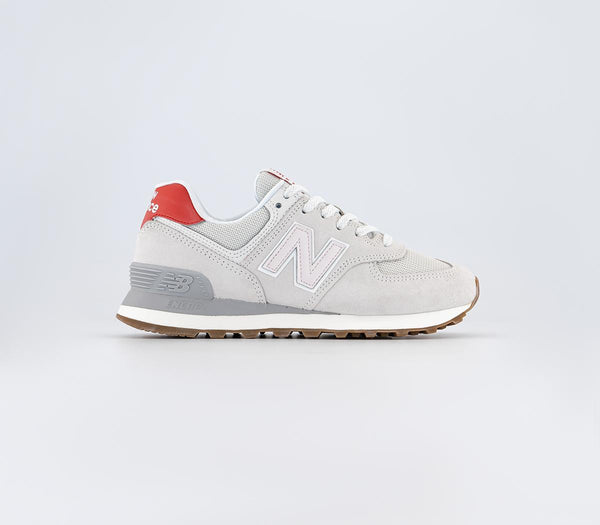 New Balance 574 Reflection Pink Red Grey Gum Trainers