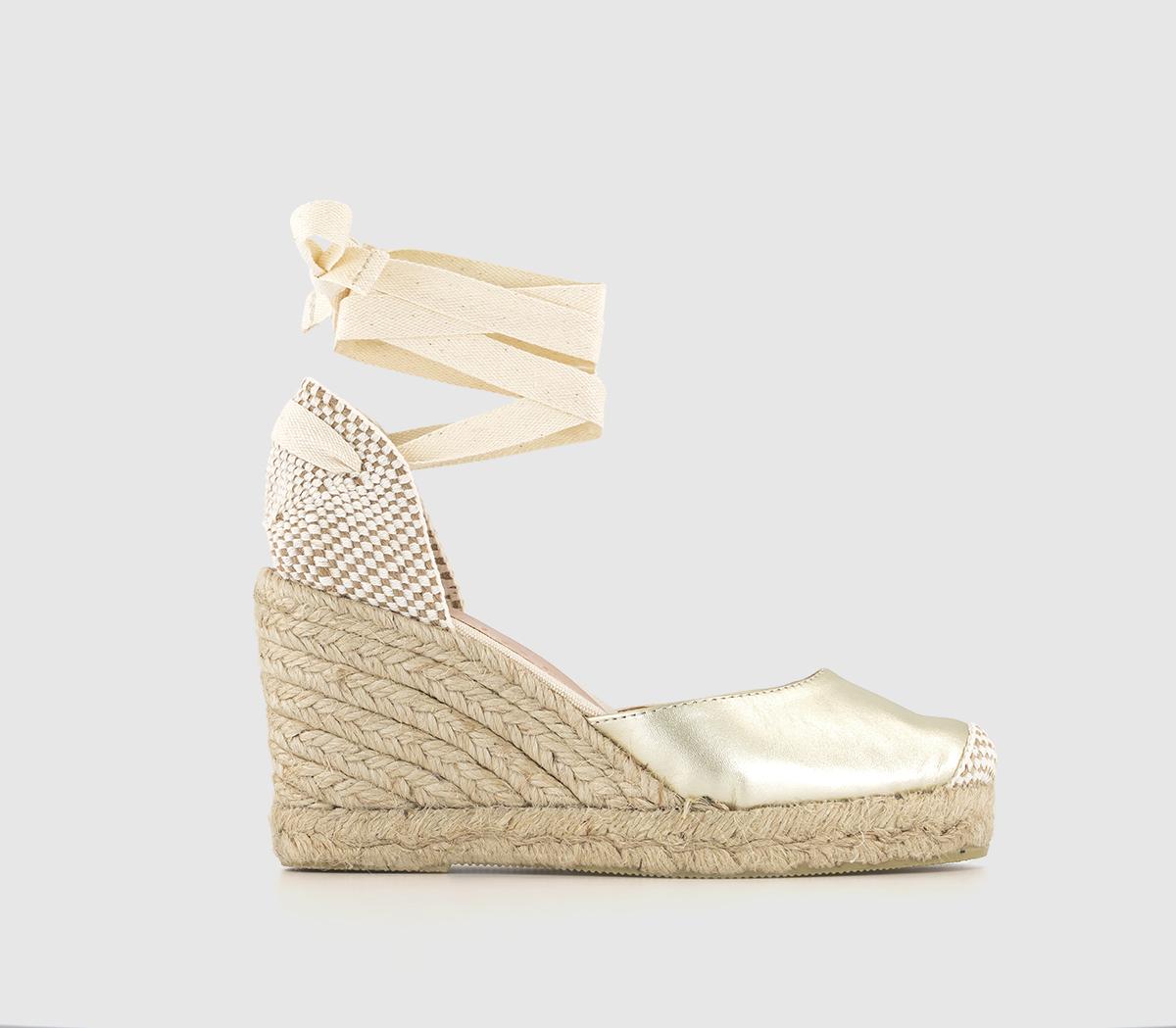 Womens Office Marmalade Espadrille Wedges Gold Leather