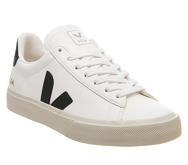 Womens Veja Campo White Black Leather F Trainers