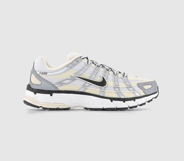 Mens Nike P-6000 Coconut Milk Black Summit White Metallic Silver Trainers