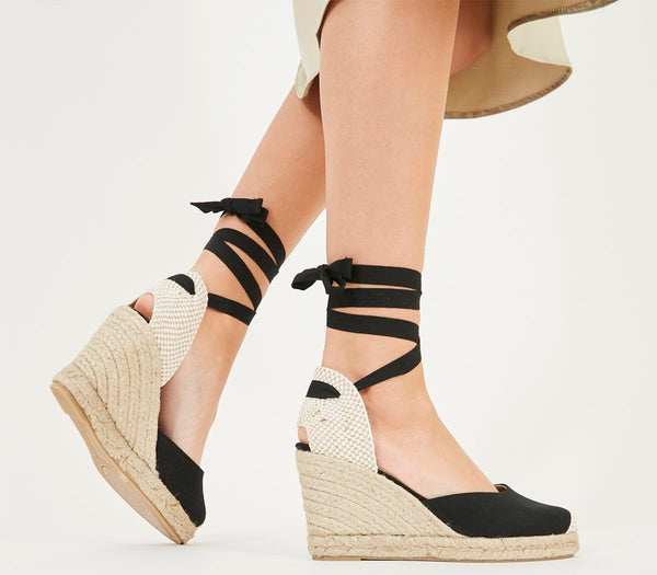 Black espadrille hot sale wedges uk