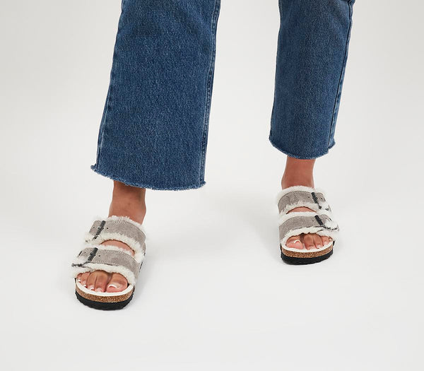 Womens Birkenstock Arizona Shearling Stone Coin