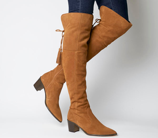 Womens Office Krescent Over The Knee Boots Tan Suede