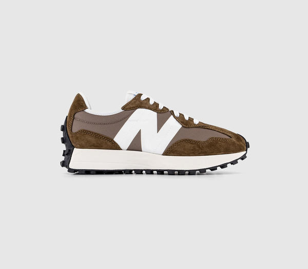 New Balance 327 Dark Earth Brown Offwhite Trainers