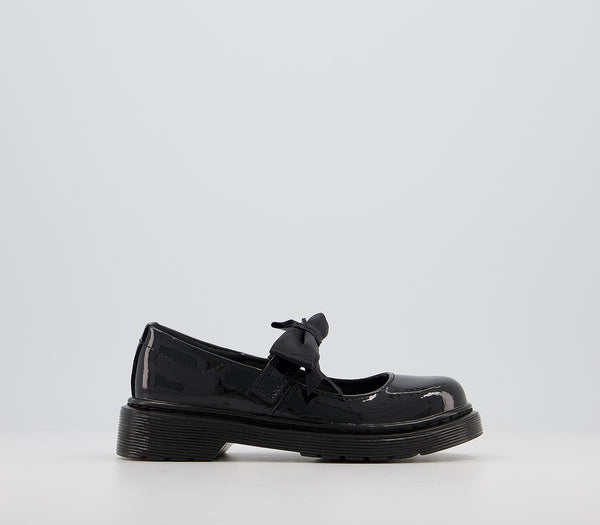 Kids Dr. Martens Maccy Ii Bow Mary Jane Jnr Shoes Black Patent Leather