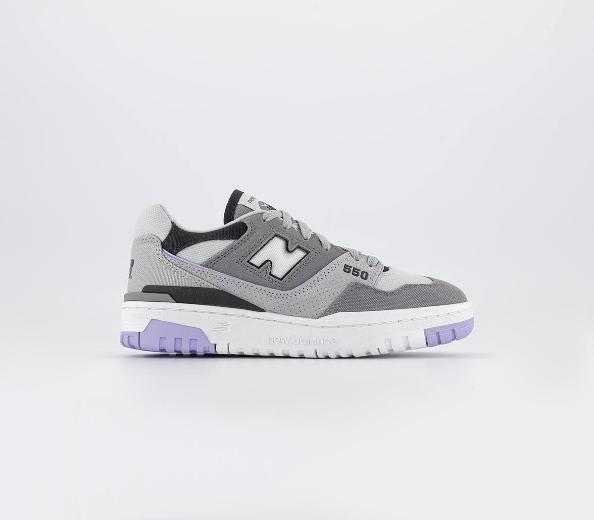 New Balance BB550 Grey Dark Gray Off White Purple Trainers