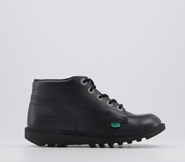 Kids Kickers Kick Hi Leather Youth Black Leather