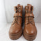 Womens Office Amber  Strap Detail Hiker Boots Tan Leather With Camel Sole