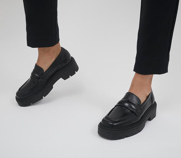 Womens Office Farnham Chunky Loafers Black Leather