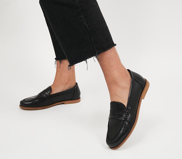 Womens Office Flavia Plain Loafer Black Leather
