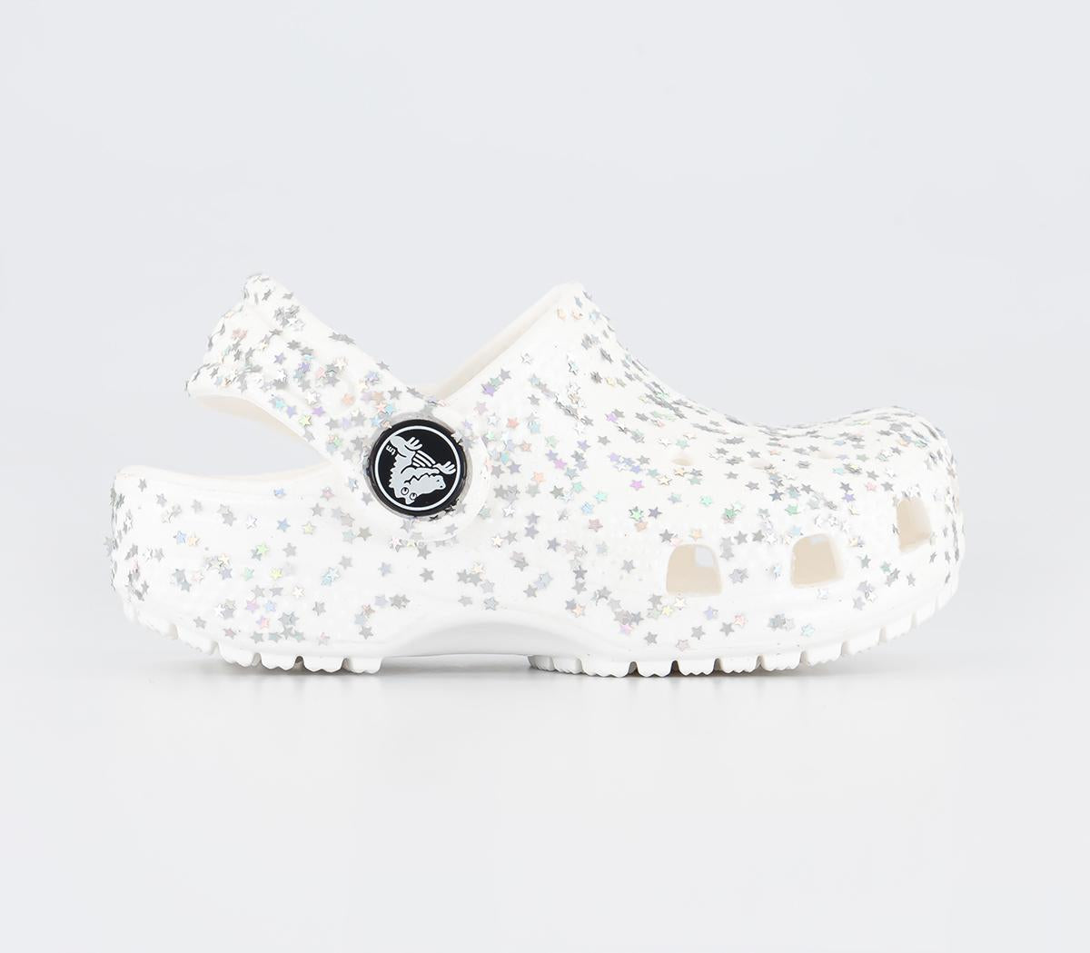 Kids Crocs Classic Clog T Starry Glitter White