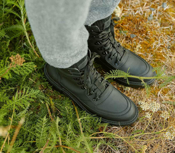 Womens Earth Addict Erde Lace Up Hiker Boots Black