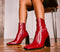 Womens Office Arlen Square Toe Ankle Boots Red Leather
