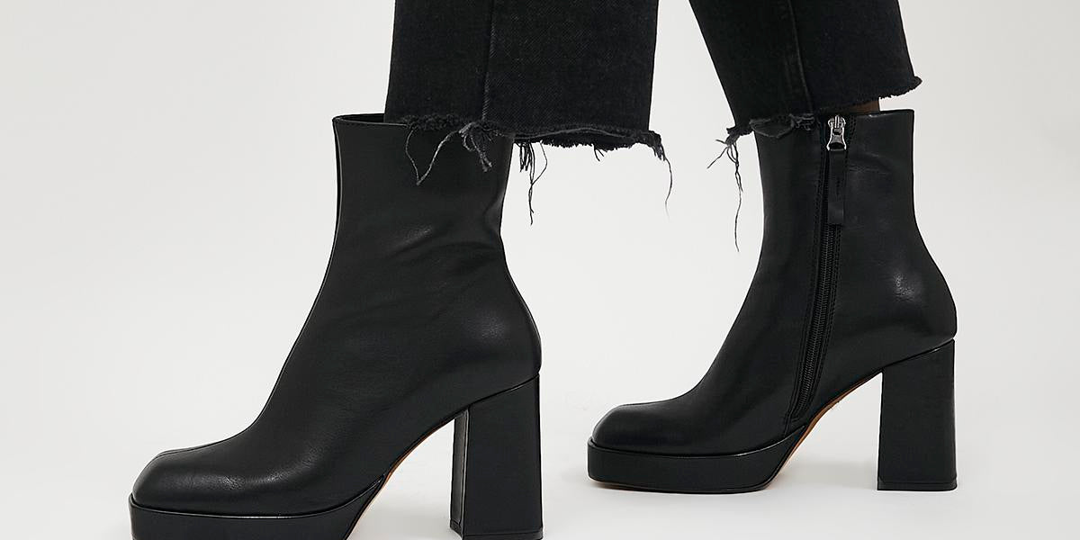 Womens black platform store ankle boots