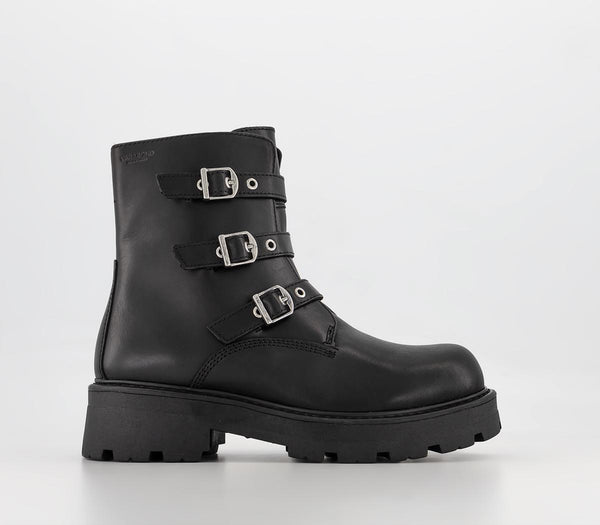 Odd Sizes - Womens Vagabond Shoemakers Cosmo 2.0 Buckle Boots Black - UK Sizes Right 6/Left 5