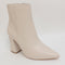 Womens Office Alana Leather Point Block Heel Ankle Boots Cream Leather