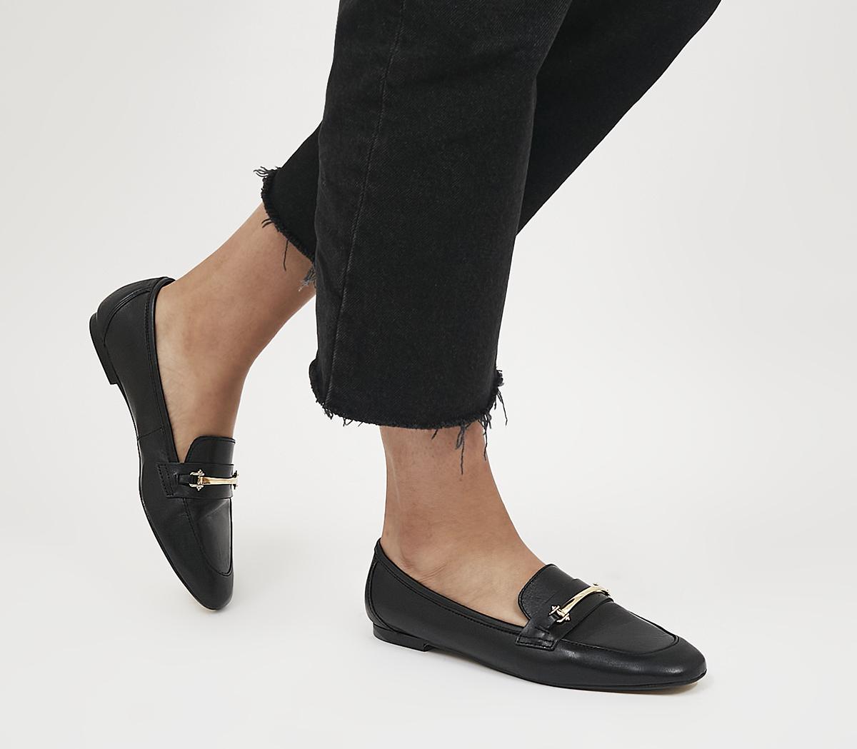 Black Leather Snaffle Loafers